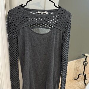 Bailey 44 Charcoal Knit Top with Cutout Design